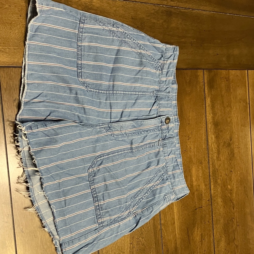 American Eagle Outfitters Light Blue Striped Jean Shorts